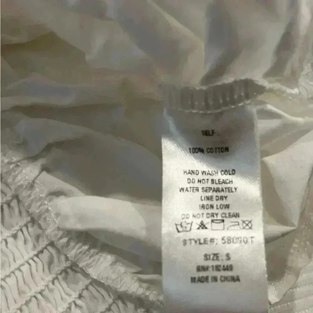 Milk & Honey Rouched Square Neck Puffed Sleeve TSO white top size small - Picture 7 of 7